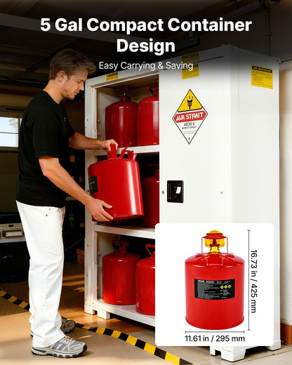 Safety Gas Can, 19 L Type I Red Safety Can for Gasoline with Stainless Steel Flame Arrester, Self-Closing V952-IXAQGHSJS5JL94ZJ9001V0
