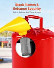 Safety Gas Can, 19 L Type I Red Safety Can for Gasoline with Stainless Steel Flame Arrester, Self-Closing V952-IXAQGHSJS5JL94ZJ9001V0