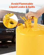 Safety Can, 19 L Type I Yellow Safety Can for Diesel with Stainless Steel Flame Arrester, Self-Closing Lid, V952-IXAQGHSJS5JLW7T1O001V0