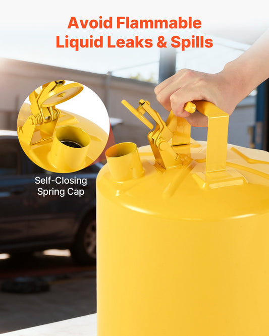 Safety Can, 19 L Type I Yellow Safety Can for Diesel with Stainless Steel Flame Arrester, Self-Closing Lid, V952-IXAQGHSJS5JLW7T1O001V0