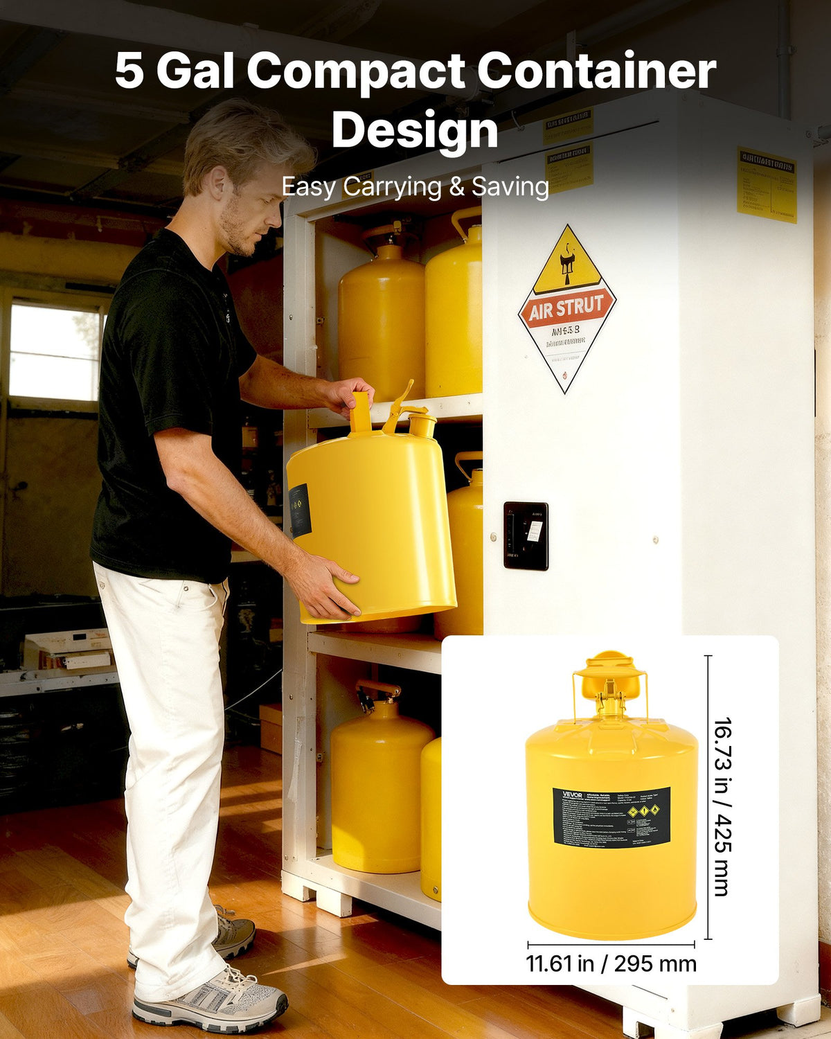 Safety Can, 19 L Type I Yellow Safety Can for Diesel with Stainless Steel Flame Arrester, Self-Closing Lid, V952-IXAQGHSJS5JLW7T1O001V0