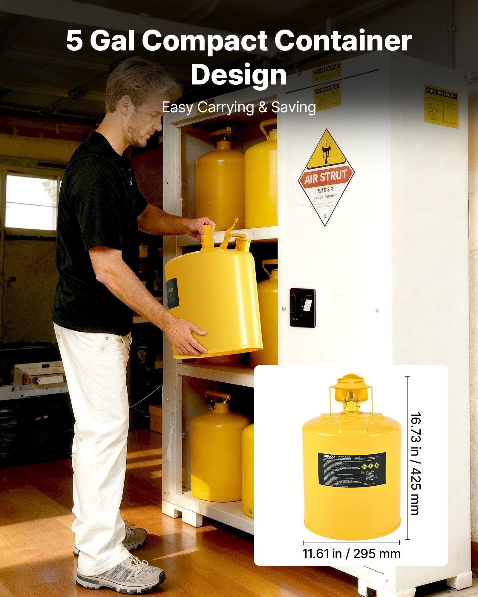 Safety Can, 19 L Type I Yellow Safety Can for Diesel with Stainless Steel Flame Arrester, Self-Closing Lid, V952-IXAQGHSJS5JLW7T1O001V0