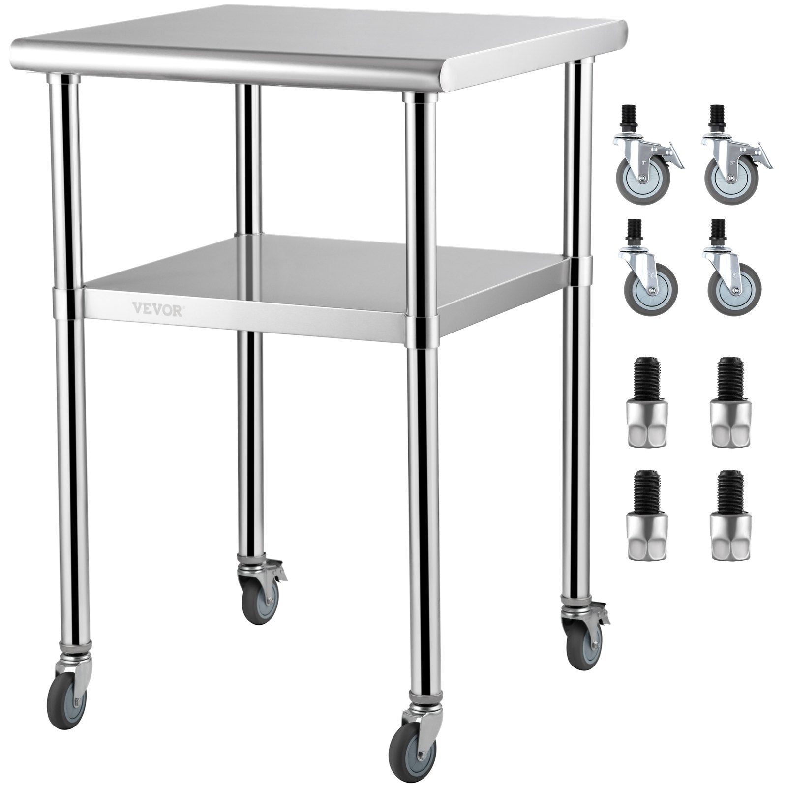 Stainless Steel Prep Table, 61 x 61 x 91.4 cm, 600lbs Load Capacity Heavy Duty Metal Worktable with V952-J24X24X36INCHBGUAV0