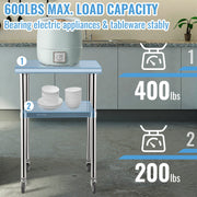 Stainless Steel Prep Table, 61 x 61 x 91.4 cm, 600lbs Load Capacity Heavy Duty Metal Worktable with V952-J24X24X36INCHBGUAV0