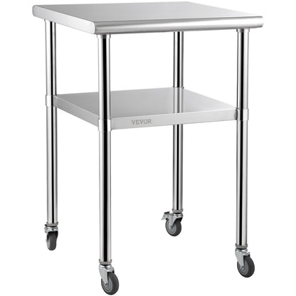 Stainless Steel Prep Table, 61 x 61 x 91.4 cm, 600lbs Load Capacity Heavy Duty Metal Worktable with V952-J24X24X36INCHBGUAV0
