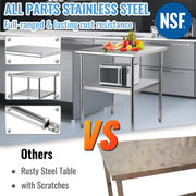 Stainless Steel Work Prep Table Commercial Food Prep Table 30x30x36in V952-J30X30X36INCHMQ0DV0