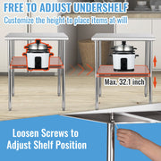 Stainless Steel Work Prep Table Commercial Food Prep Table 30x30x36in V952-J30X30X36INCHMQ0DV0