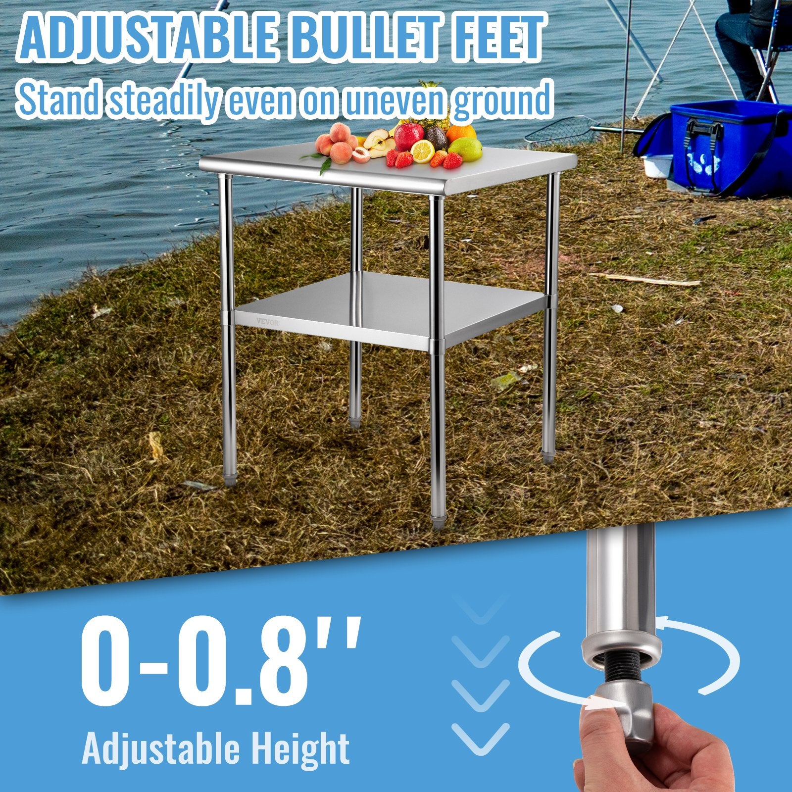 Stainless Steel Work Prep Table Commercial Food Prep Table 30x30x36in V952-J30X30X36INCHMQ0DV0