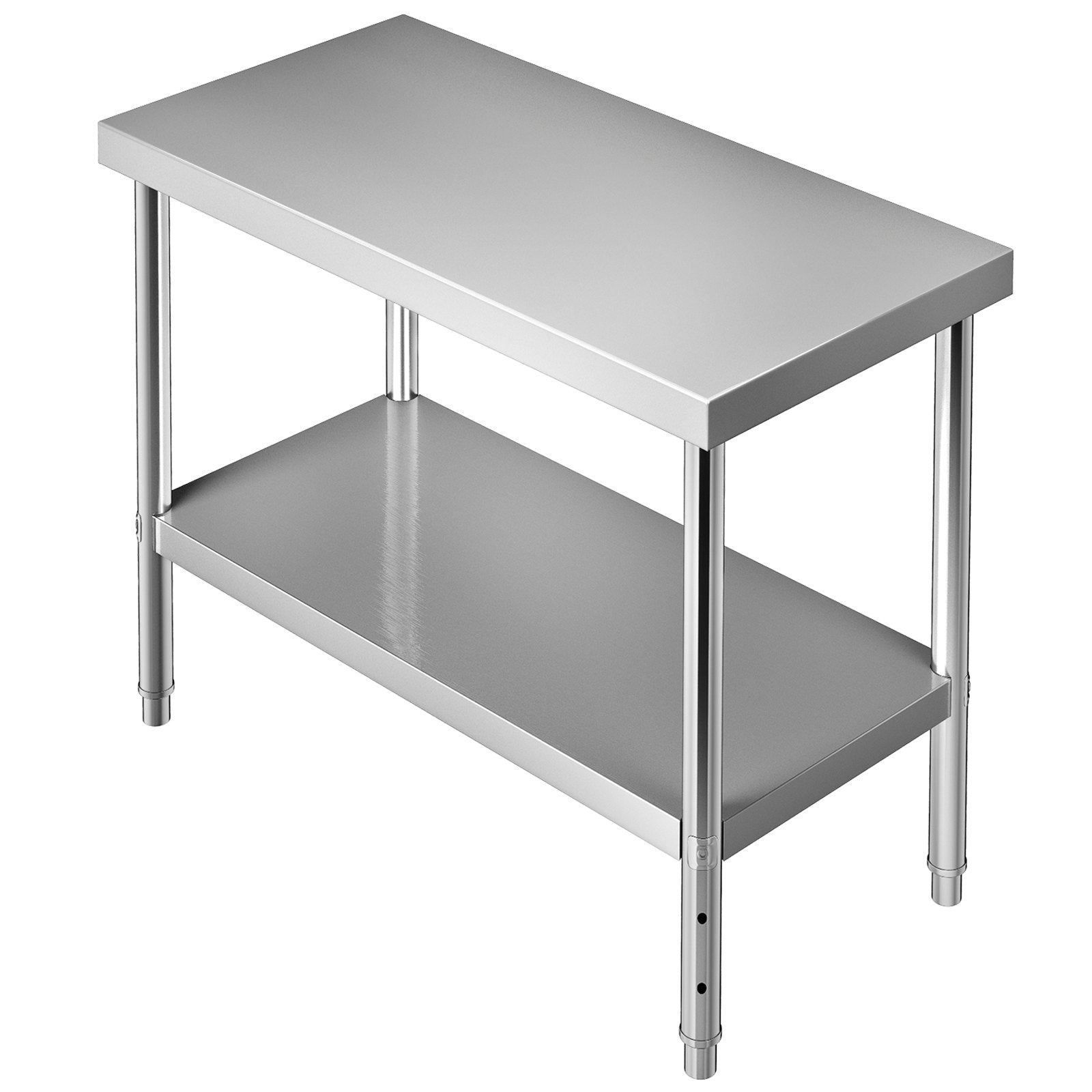 Stainless Steel Prep Table, 122 x 46 x 86 cm, 250kg Load Capacity Heavy Duty Metal Worktable with Adjustable V952-J48X18X34INCH1I8LV0