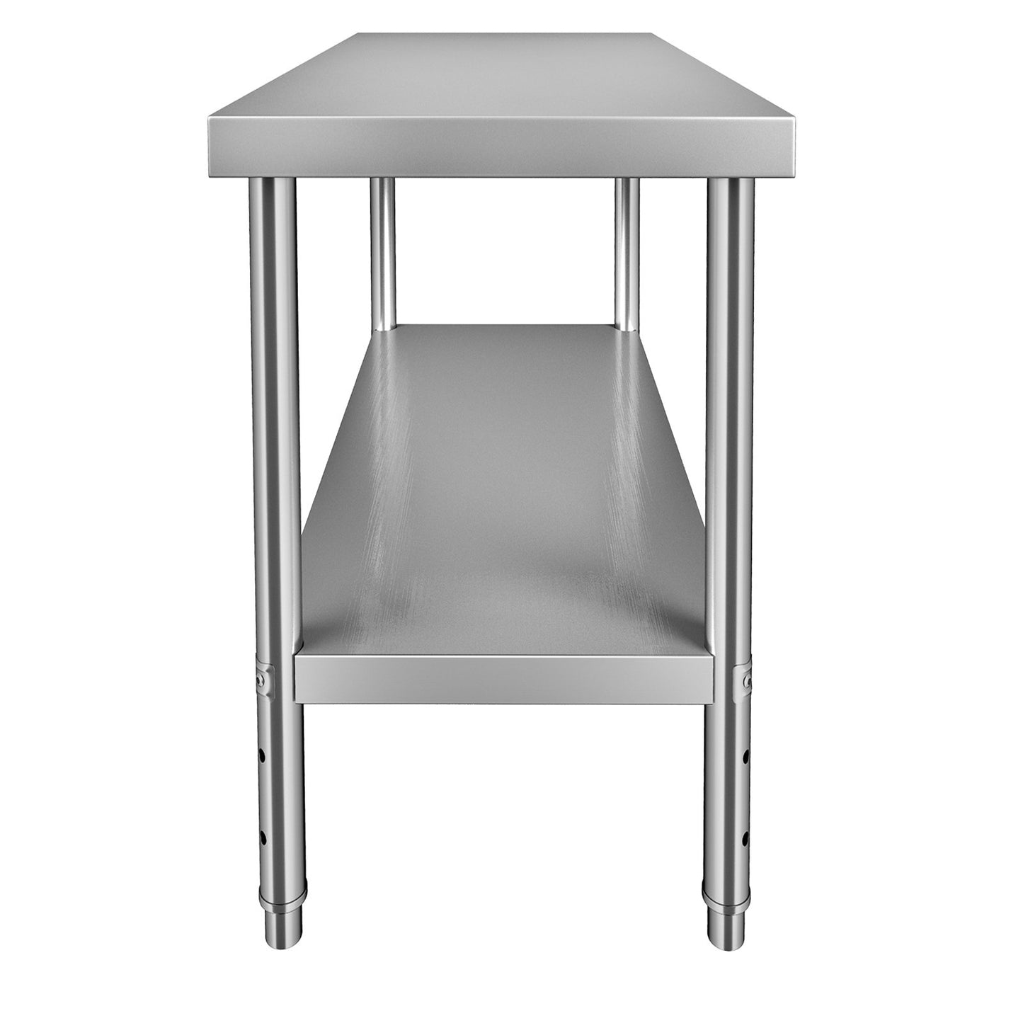 Stainless Steel Prep Table, 122 x 46 x 86 cm, 250kg Load Capacity Heavy Duty Metal Worktable with Adjustable V952-J48X18X34INCH1I8LV0