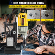 Magnetic Drill, 1100W 1.57" Boring Diameter, 2697lbf/12000N Portable Electric Mag Drill Press with 12 V952-JBLJ11PCS220V027EV3