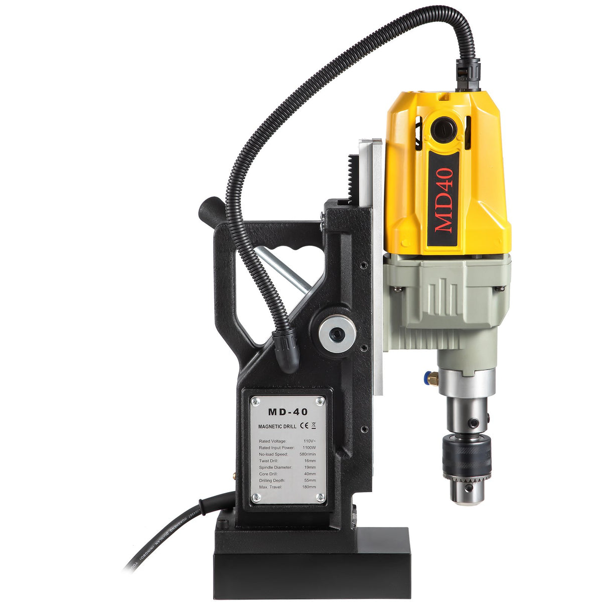 Magnetic Drill, 1100W 1.57" Boring Diameter, 2697lbf/12000N Portable Electric Mag Drill Press with 7 Bits, V952-JBLJC6PCS220VYTT5V3