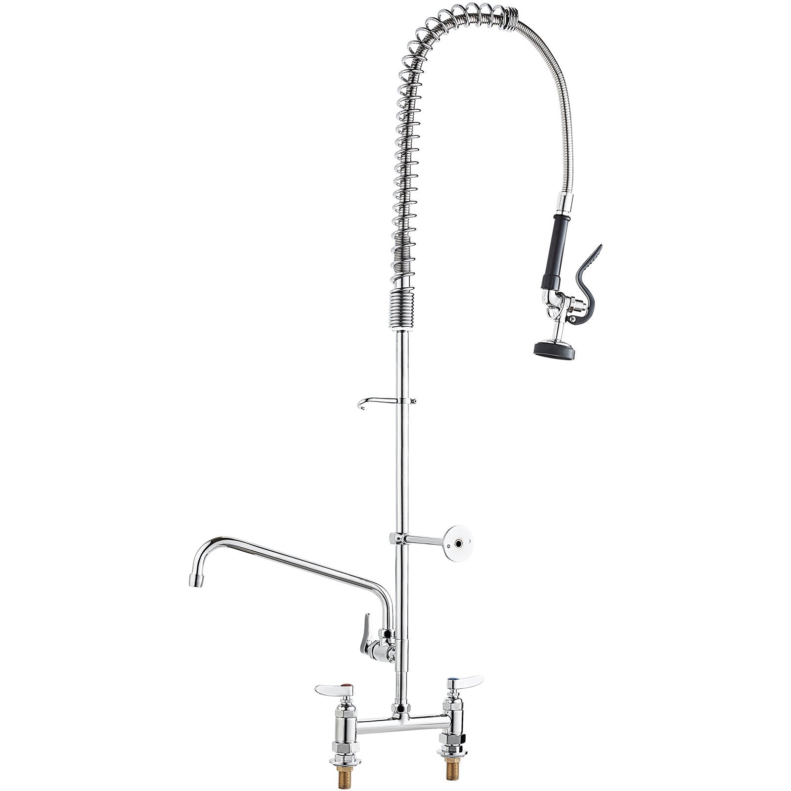 Commercial Faucet with Pre-Rinse Sprayer, 44" Height, 8" Center, 12" Swing Spout, Deck Mount Kitchen Sink V952-JBSYCXSLTJBS3O1FMV0
