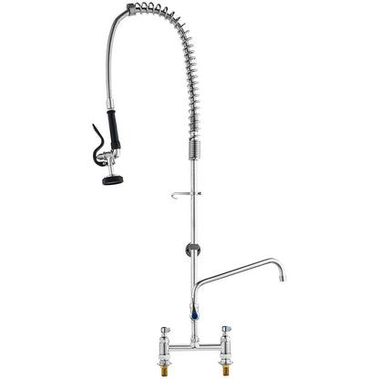 Commercial Faucet with Pre-Rinse Sprayer, 44" Height, 8" Center, 12" Swing Spout, Deck Mount Kitchen Sink V952-JBSYCXSLTJBS3O1FMV0