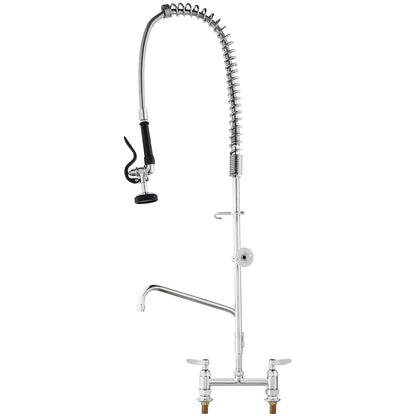 Commercial Faucet with Pre-Rinse Sprayer, 44" Height, 8" Center, 12" Swing Spout, Deck Mount Kitchen Sink V952-JBSYCXSLTJBS3O1FMV0