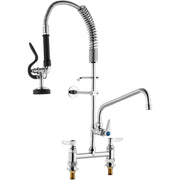 Commercial Faucet with Pre-Rinse Sprayer, 26" Height, 8" Center, 12" Swing Spout, Deck Mount Kitchen Sink V952-JBSYCXSLTJBSN8H9GV0