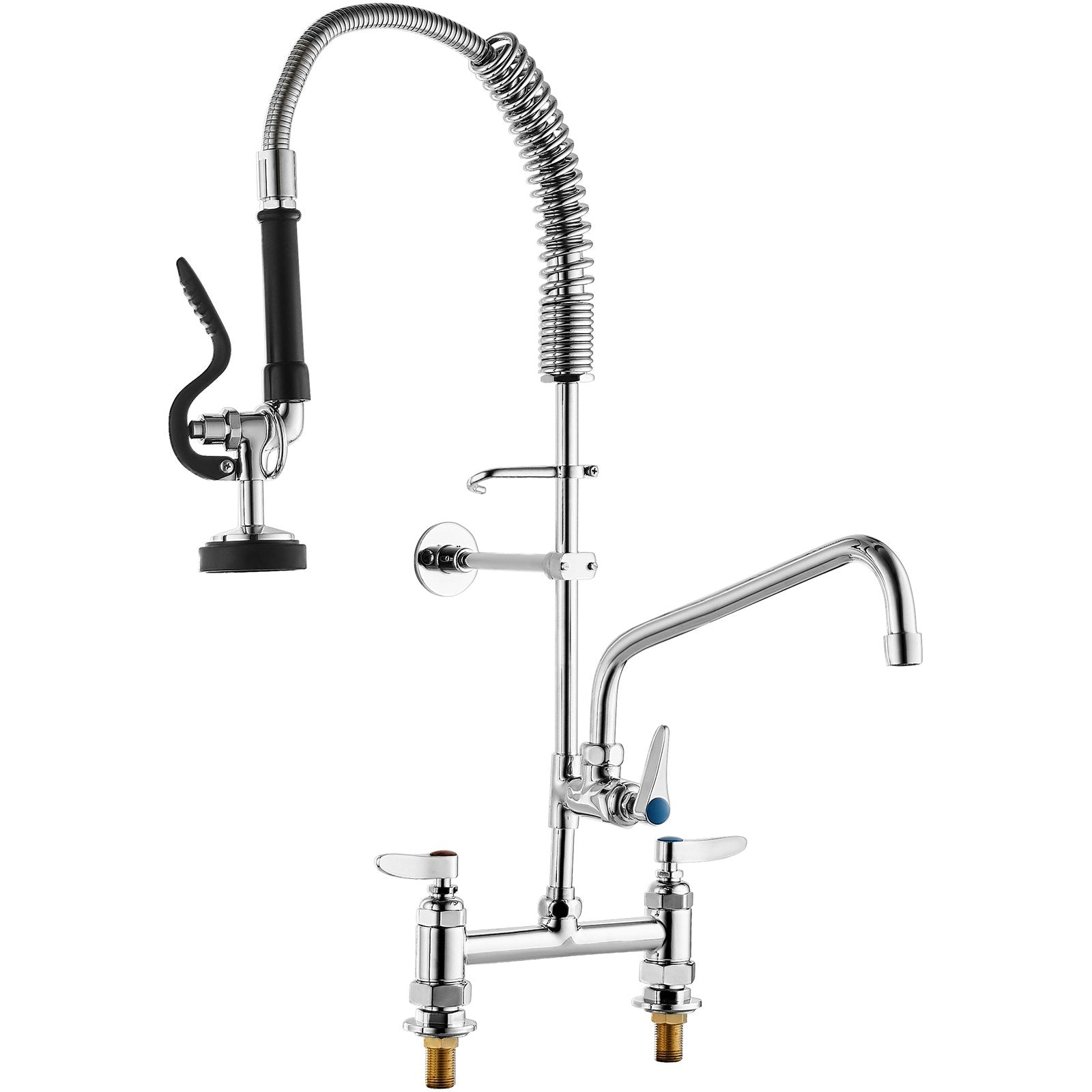 Commercial Faucet with Pre-Rinse Sprayer, 26" Height, 8" Center, 12" Swing Spout, Deck Mount Kitchen Sink V952-JBSYCXSLTJBSN8H9GV0