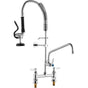 Commercial Faucet with Pre-Rinse Sprayer, 26" Height, 8" Center, 12" Swing Spout, Deck Mount Kitchen Sink V952-JBSYCXSLTJBSN8H9GV0