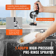 Commercial Faucet with Pre-Rinse Sprayer, 26" Height, 8" Center, 12" Swing Spout, Deck Mount Kitchen Sink V952-JBSYCXSLTJBSN8H9GV0