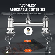 Commercial Faucet with Pre-Rinse Sprayer, 26" Height, 8" Center, 12" Swing Spout, Deck Mount Kitchen Sink V952-JBSYCXSLTJBSN8H9GV0