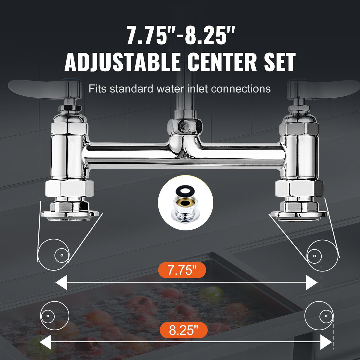 Commercial Faucet with Pre-Rinse Sprayer, 26" Height, 8" Center, 12" Swing Spout, Deck Mount Kitchen Sink V952-JBSYCXSLTJBSN8H9GV0