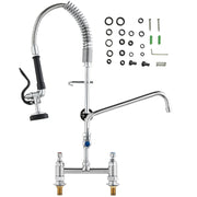 Commercial Faucet with Pre-Rinse Sprayer, 26" Height, 8" Center, 12" Swing Spout, Deck Mount Kitchen Sink V952-JBSYCXSLTJBSN8H9GV0