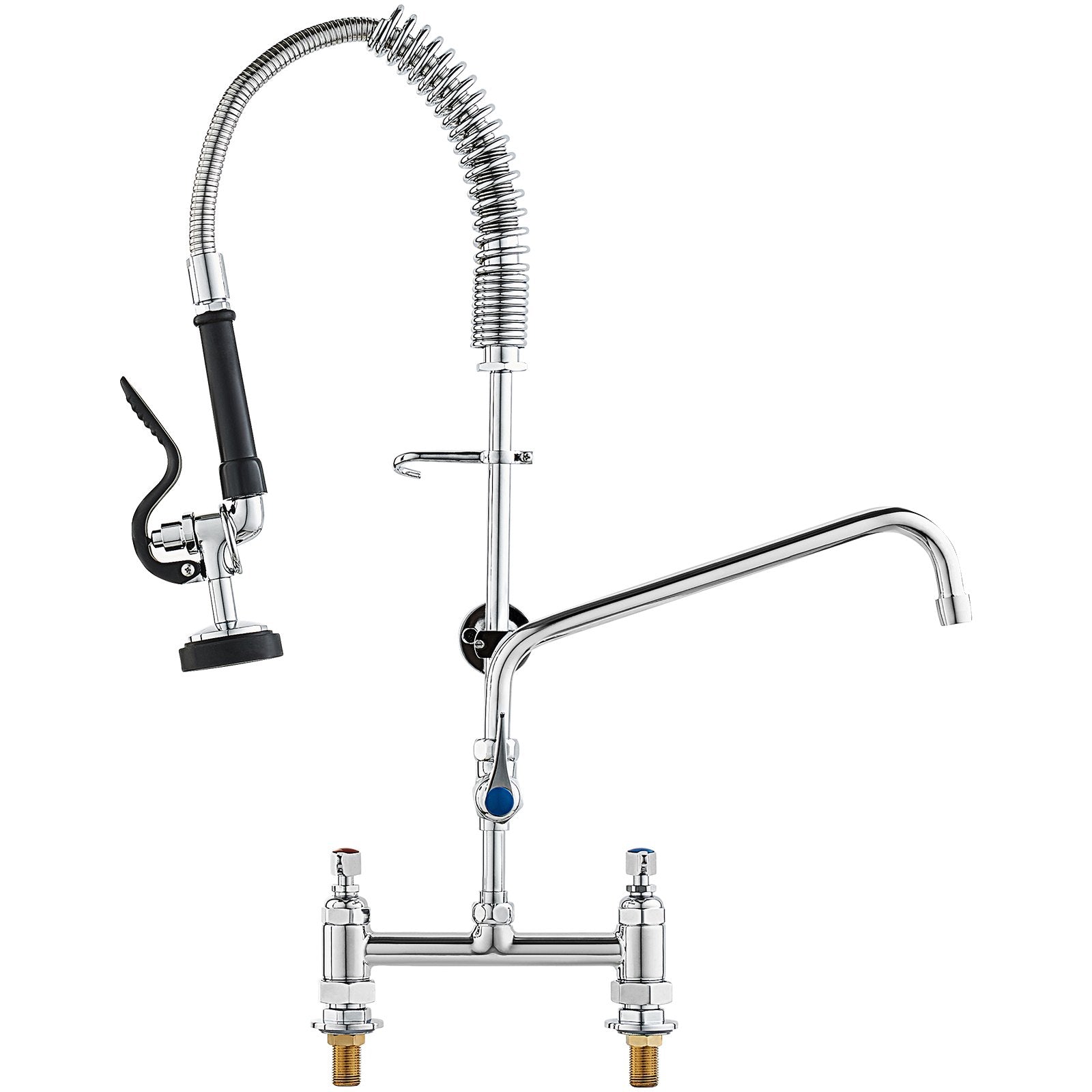 Commercial Faucet with Pre-Rinse Sprayer, 26" Height, 8" Center, 12" Swing Spout, Deck Mount Kitchen Sink V952-JBSYCXSLTJBSN8H9GV0