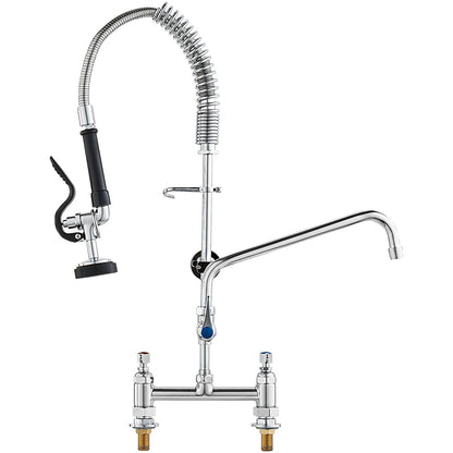 Commercial Faucet with Pre-Rinse Sprayer, 26" Height, 8" Center, 12" Swing Spout, Deck Mount Kitchen Sink V952-JBSYCXSLTJBSN8H9GV0