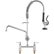Commercial Faucet with Pre-Rinse Sprayer, 26" Height, 8" Center, 12" Swing Spout, Deck Mount Kitchen Sink V952-JBSYCXSLTJBSN8H9GV0