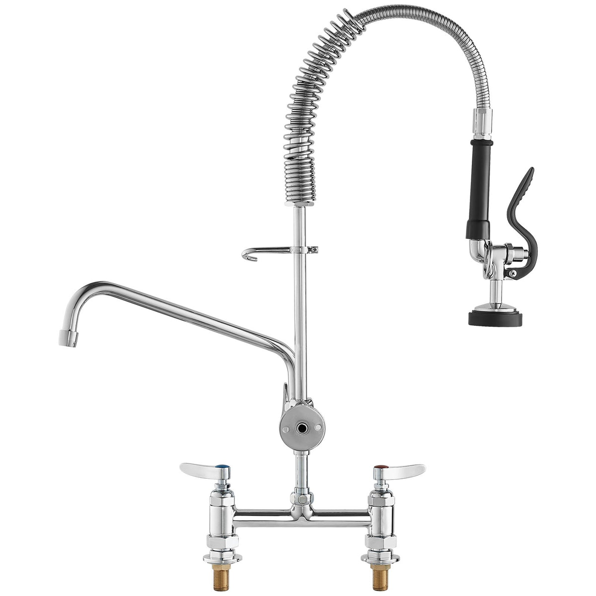 Commercial Faucet with Pre-Rinse Sprayer, 26" Height, 8" Center, 12" Swing Spout, Deck Mount Kitchen Sink V952-JBSYCXSLTJBSN8H9GV0
