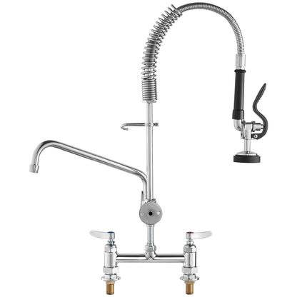 Commercial Faucet with Pre-Rinse Sprayer, 26" Height, 8" Center, 12" Swing Spout, Deck Mount Kitchen Sink V952-JBSYCXSLTJBSN8H9GV0