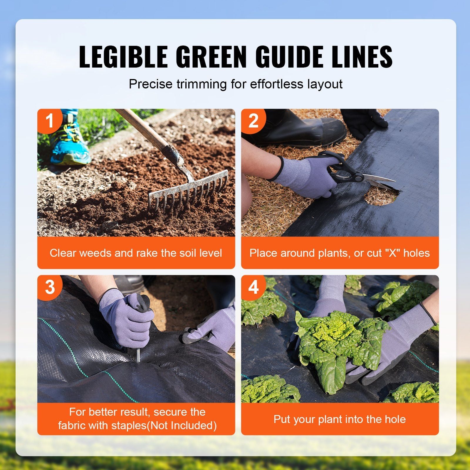 Weed Barrier Landscape Fabric, 4*50FT Heavy Duty Garden Weed Fabric, Woven PP Weed Control Fabric, Driveway V952-JBXBZ450FT3207LCGV0
