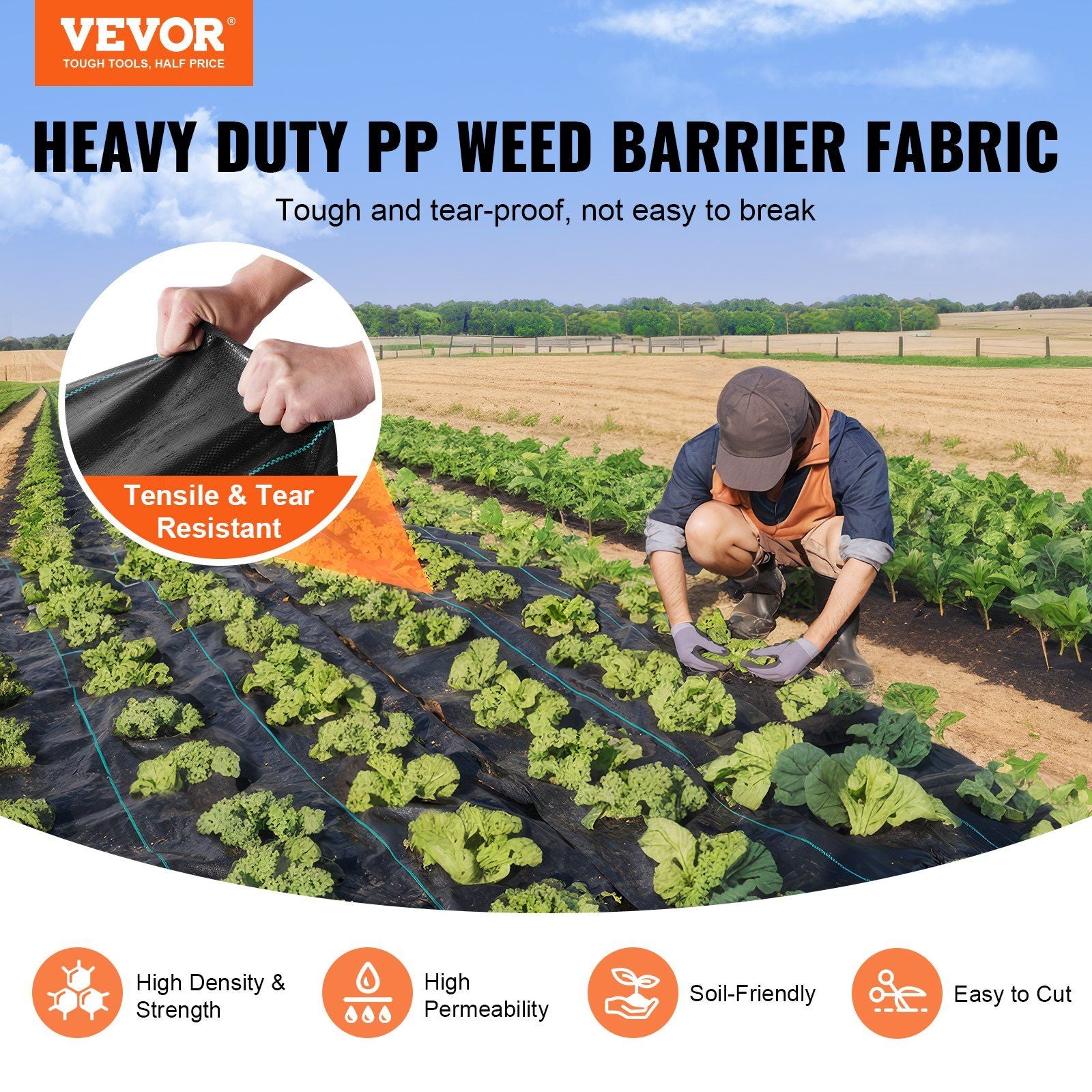 5FTx250FT Premium Heavy Duty Weed Barrier Landscape Fabric, 5OZ Woven Geotextile Fabric Under Gravel, High V952-JBXBZ5250FT5B5EK7V0