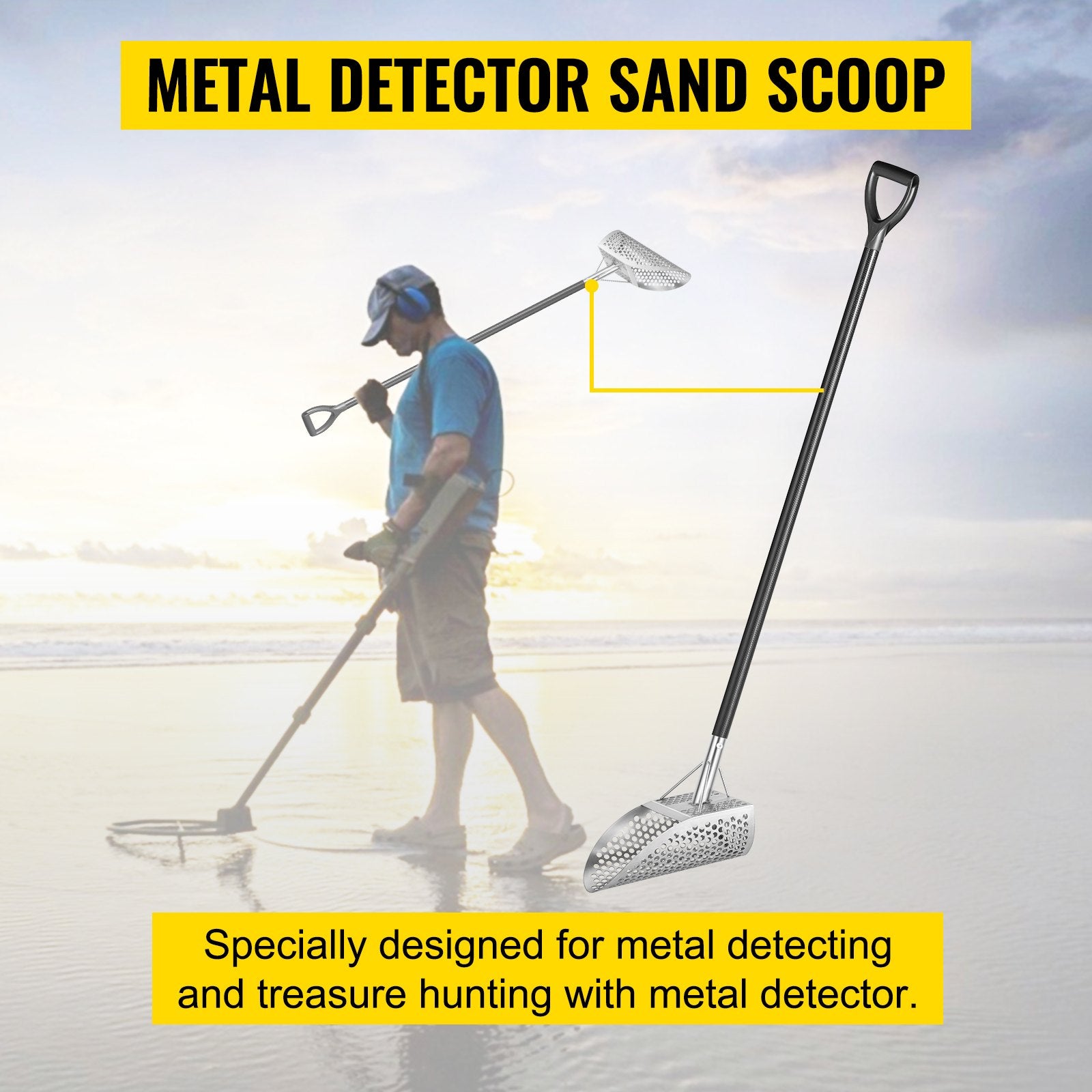 Metal Detector Sand Scoop Detecting Hunting Scoop w/ Carbon Fiber Handle V952-JBXGS11.5*8-1NZLBV0