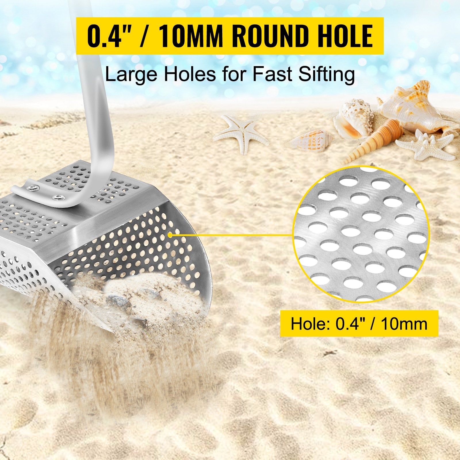 Metal Detector Sand Scoop Metal Detecting Hunting Scoop w/ Steel Handle V952-JBXGSCTZ8*6QH3C9FV0