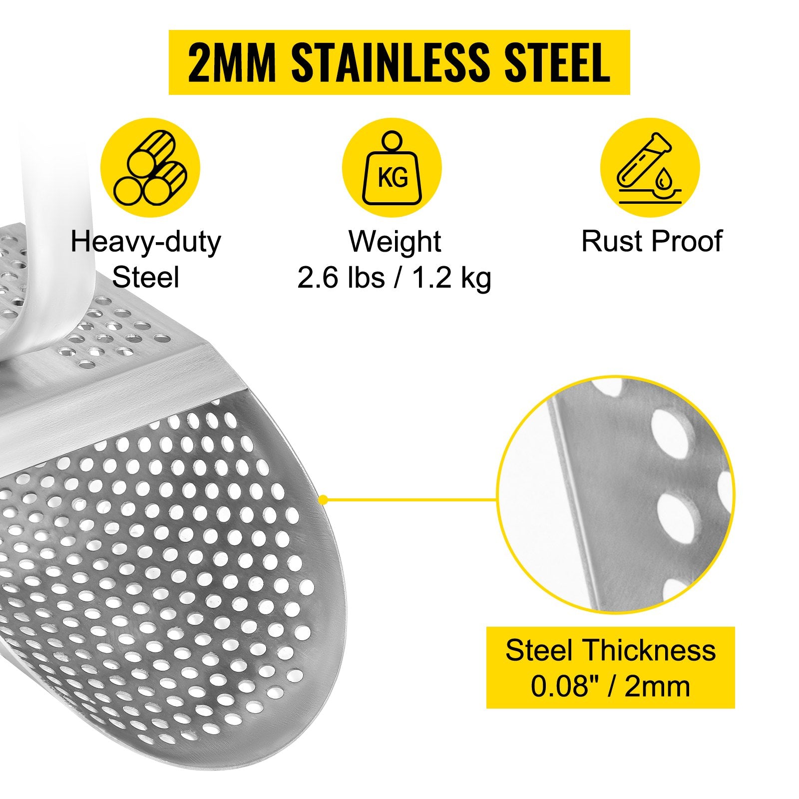 Metal Detector Sand Scoop Metal Detecting Hunting Scoop w/ Steel Handle V952-JBXGSCTZ8*6QH3C9FV0