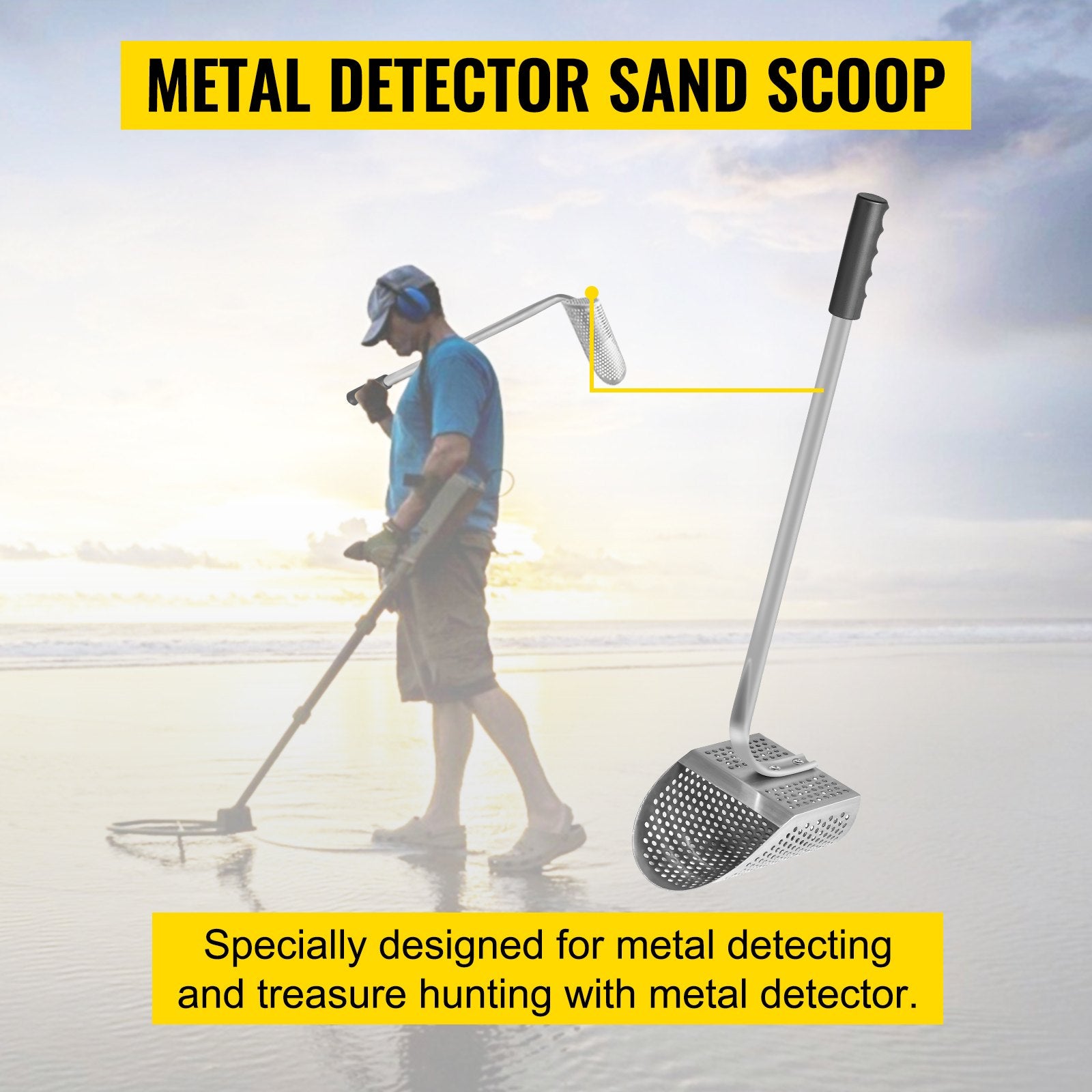 Metal Detector Sand Scoop Metal Detecting Hunting Scoop w/ Steel Handle V952-JBXGSCTZ8*6QH3C9FV0