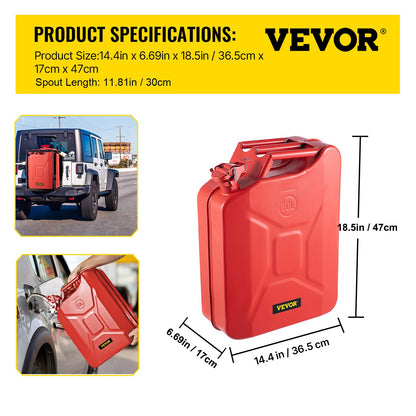 Jerry Fuel Can, 20 L Portable Jerry Gas Can with Flexible Spout System, Rustproof & Heat-resistant Steel Fuel V952-JBYTLBDDWC3L5ZRTGV0