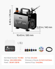 Airbrush Kit Air Brush Kit 1/6 HP Air Compressor 1 Airbrush 3 Tips Paint V952-JCBTZW1AGWQGX7JMO001V3