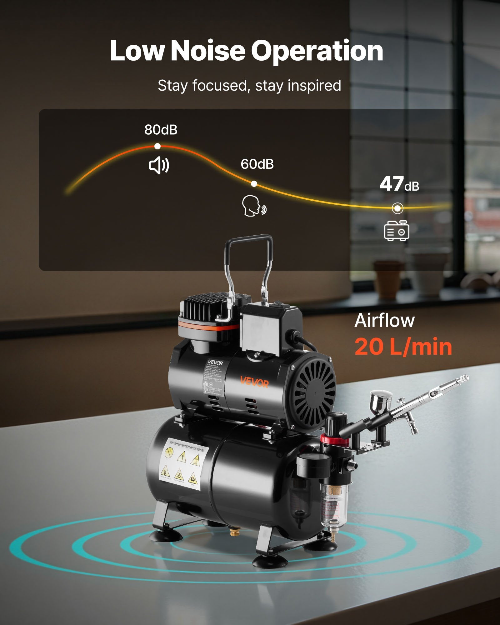 Airbrush Kit Air Brush Kit 1/6 HP Air Compressor Tank 1 Airbrush 3 Tips V952-JCBTZW1AGYQGDY7AH001V3