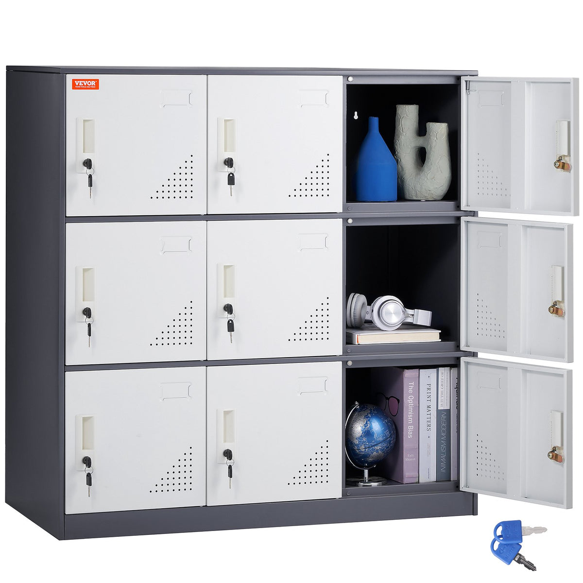 9 Doors Metal Storage Cabinet Employees Steel Storage Cabinet Office Gray V952-JCJHSBMY33180TSQWV0