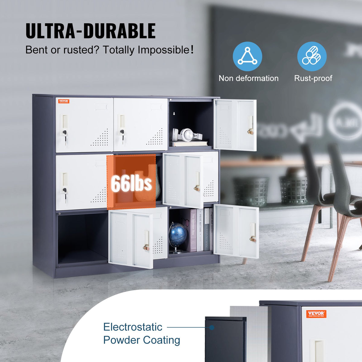 9 Doors Metal Storage Cabinet Employees Steel Storage Cabinet Office Gray V952-JCJHSBMY33180TSQWV0