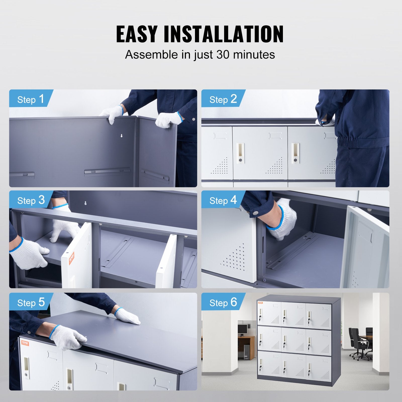 9 Doors Metal Storage Cabinet Employees Steel Storage Cabinet Office Gray V952-JCJHSBMY33180TSQWV0
