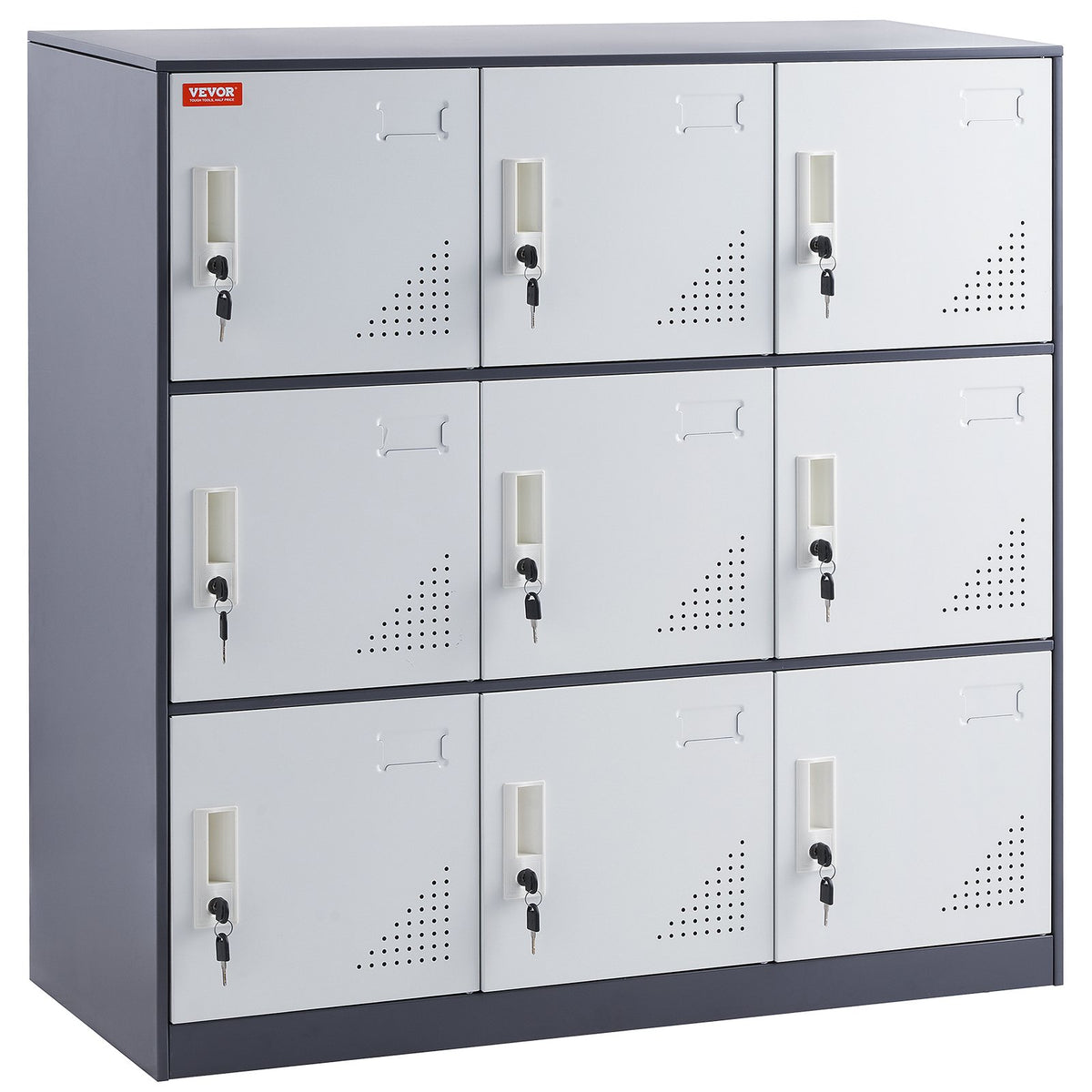 9 Doors Metal Storage Cabinet Employees Steel Storage Cabinet Office Gray V952-JCJHSBMY33180TSQWV0