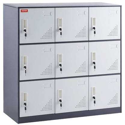 9 Doors Metal Storage Cabinet Employees Steel Storage Cabinet Office Gray V952-JCJHSBMY33180TSQWV0