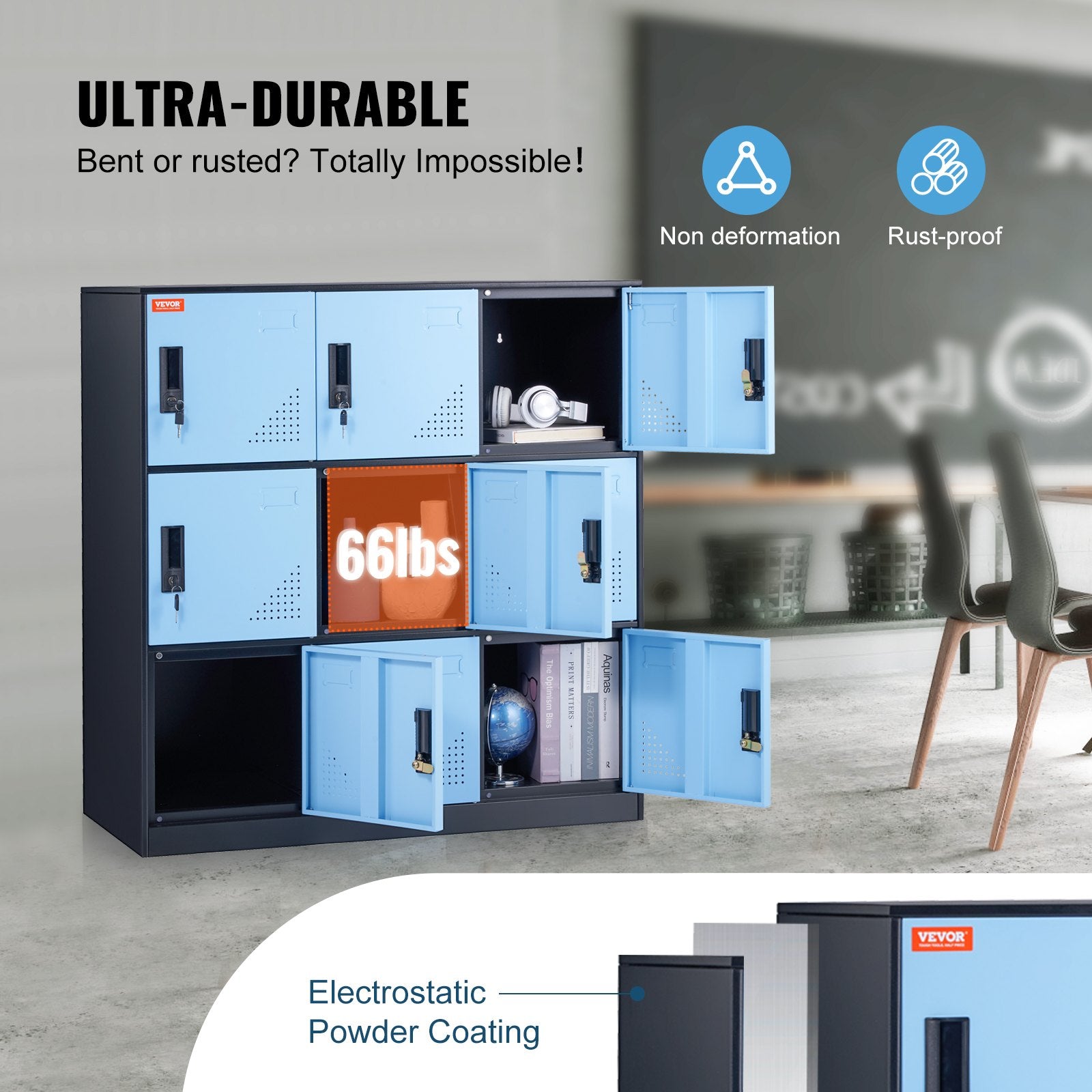 9 Doors Metal Storage Cabinet Employees Steel Storage Cabinet Office Black V952-JCJHSLMY331807L53V0