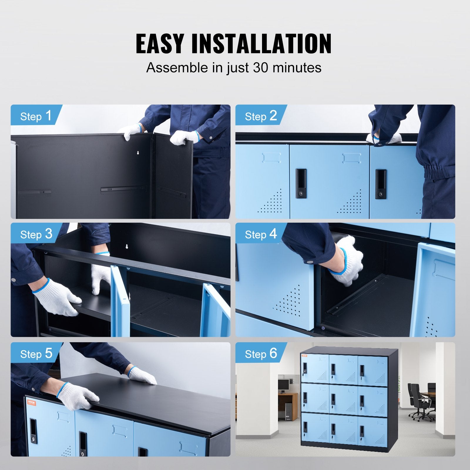 9 Doors Metal Storage Cabinet Employees Steel Storage Cabinet Office Black V952-JCJHSLMY331807L53V0