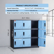 9 Doors Metal Storage Cabinet Employees Steel Storage Cabinet Office Black V952-JCJHSLMY331807L53V0