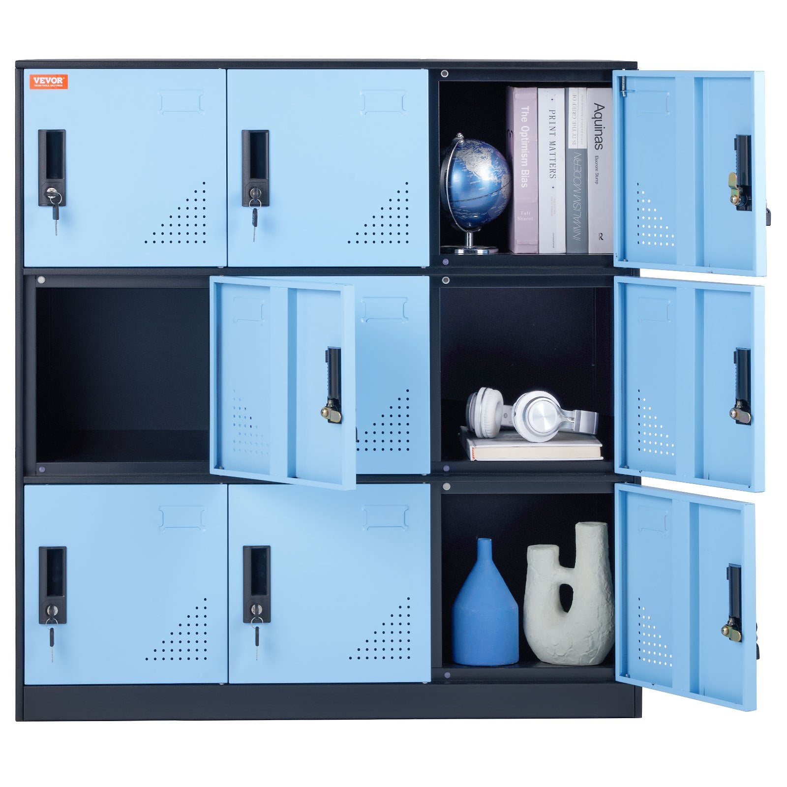 9 Doors Metal Storage Cabinet Employees Steel Storage Cabinet Office Black V952-JCJHSLMY331807L53V0