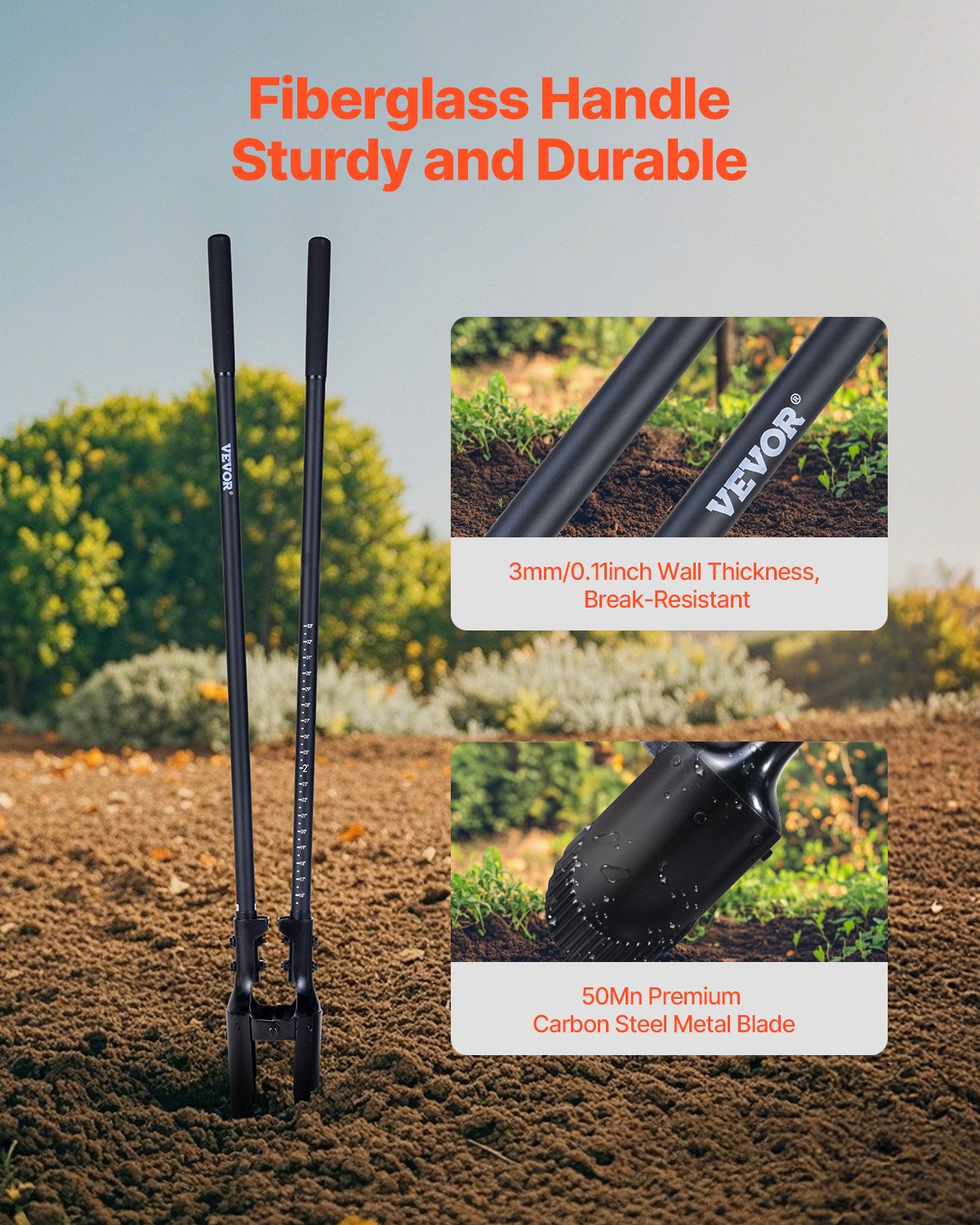 Post Hole Digger, Heavy Duty Post Hole Digger with Fiberglass Handle, Manual Hole Digger with Scale Markings V952-JCKJCKBX0000YTEGTV0